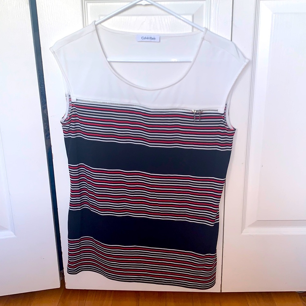 Calvin Klein Zipper Top red navy white stripes